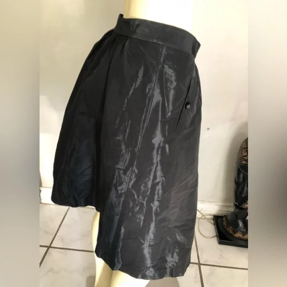 Tory Burch Shimmering Black Taffeta A-Line Skirt Size 4 - Picture 8 of 11